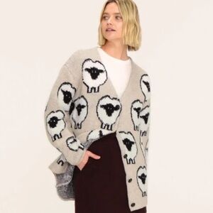 Woolrich Limited Collection Target Sheep Print Relaxed Cardigan Size Large NWT
